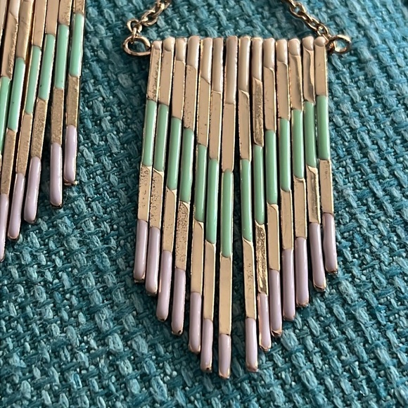 Dangling earrings, festival style or Boho gold white lilac green - Picture 2 of 3